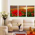 Red Flower Canvas Art/High Quality Sunrise Wall Art/Group Stretched Canvas Print